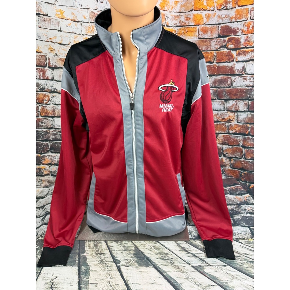Zipway NBA Miami Heat Mens Large Red Black Grey Full Zip Track Jacket Logo